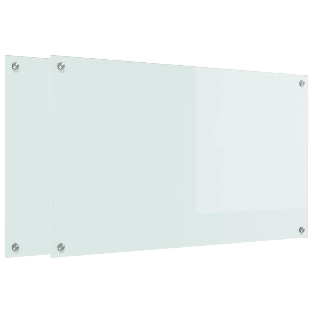 Køkken bagvæg 2 pcs Hvid 100 x 60 cm hærdet glas