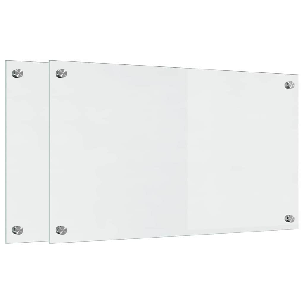 Køkken bagvæg 2 pcs Transparent 70 x 40 cm hærdet glas
