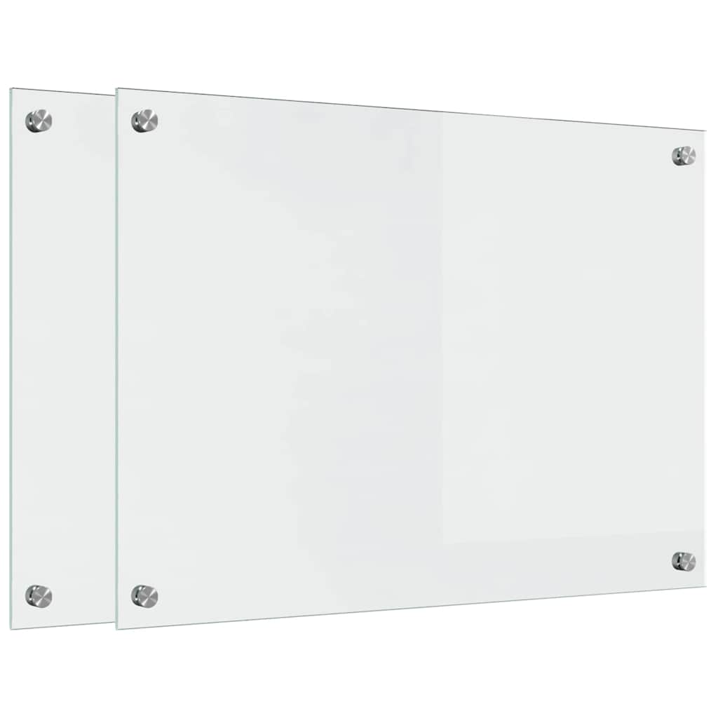 Køkken bagvæg 2 pcs Transparent 70 x 50 cm hærdet glas