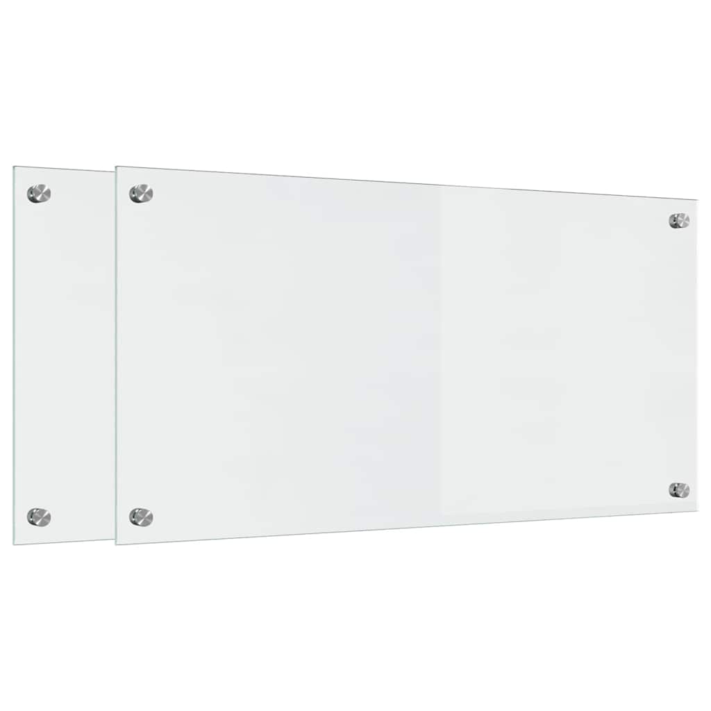Køkken bagvæg 2 pcs Transparent 80 x 40 cm hærdet glas