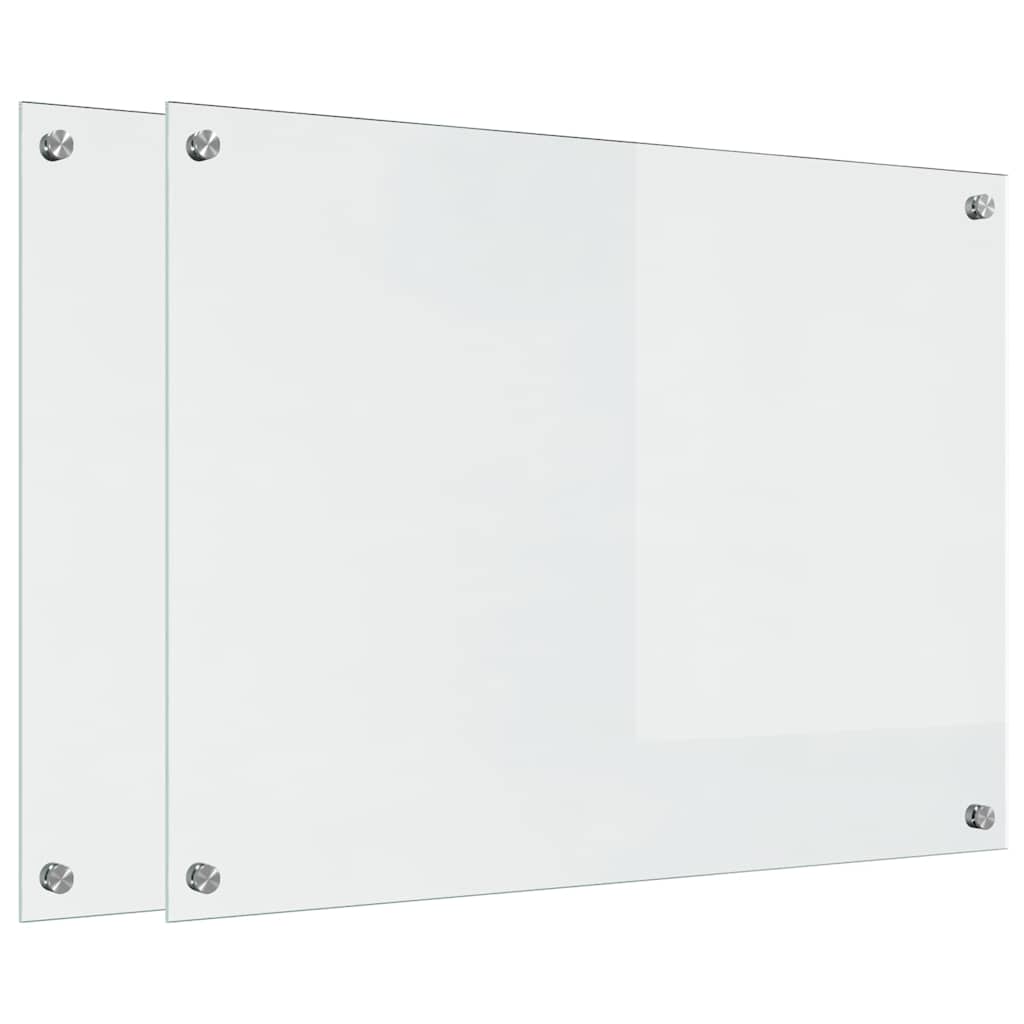 Køkken bagvæg 2 pcs Transparent 80 x 60 cm hærdet glas