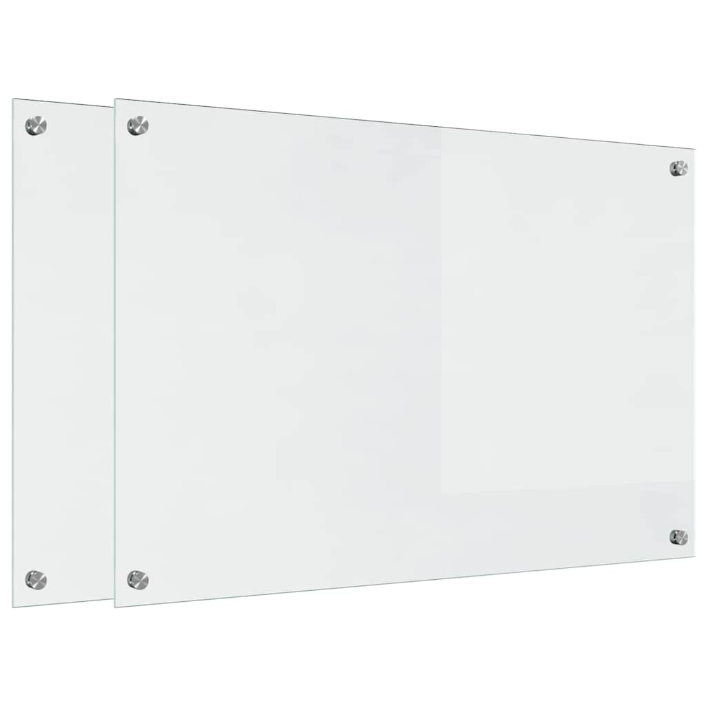 Køkken bagvæg 2 pcs Transparent 90 x 60 cm hærdet glas