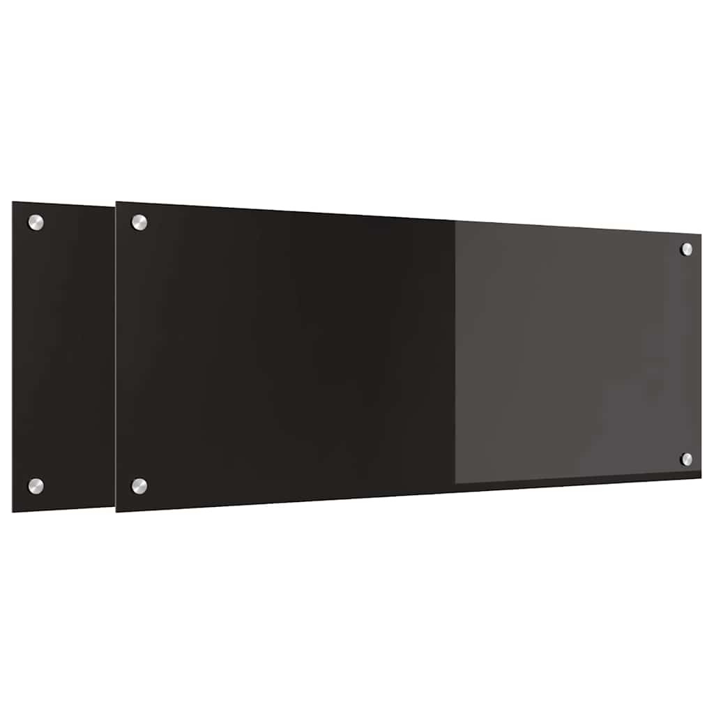 Køkken bagvæg 2 pcs Sort 100 x 40 cm hærdet glas