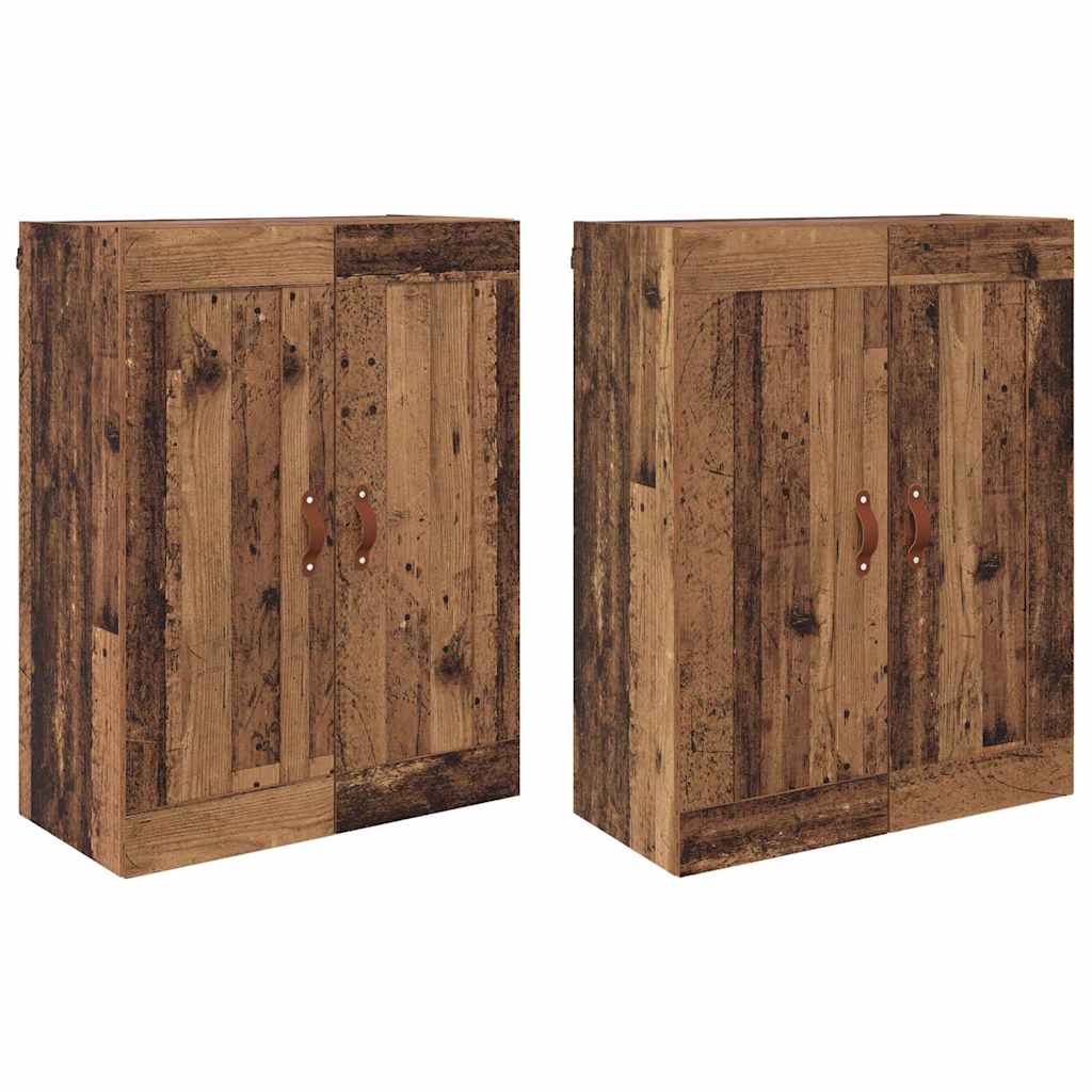 Væghængt skab Vægmonteret 2 pcs Gammelt træ 69,5 x 34 x 90 cm