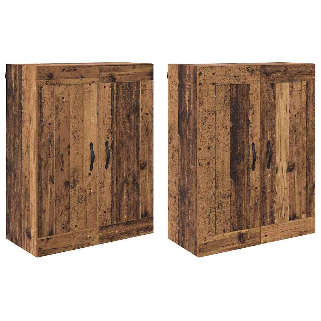Væghængt skab Vægmonteret 2 pcs Gammelt træ 69,5 x 34 x 90 cm