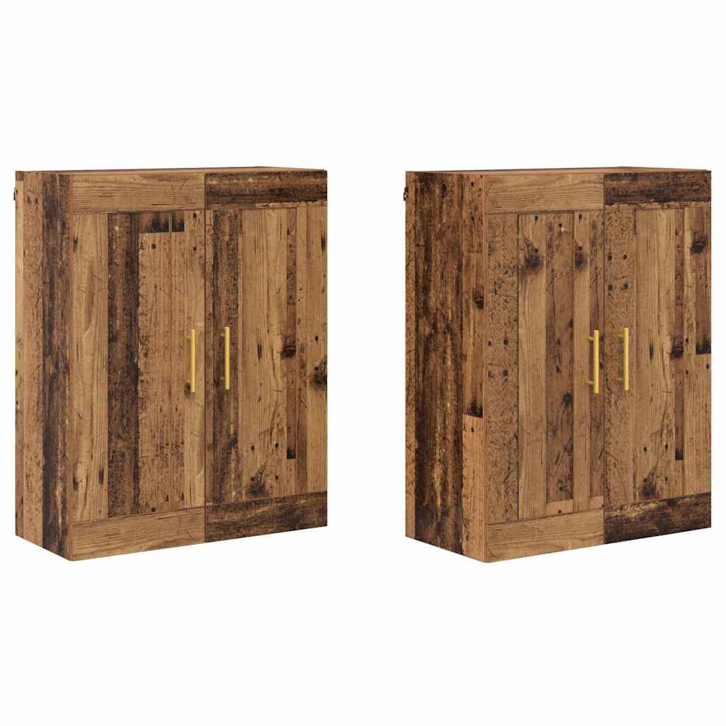 Væghængt skab Vægmonteret 2 pcs Gammelt træ 69,5 x 34 x 90 cm