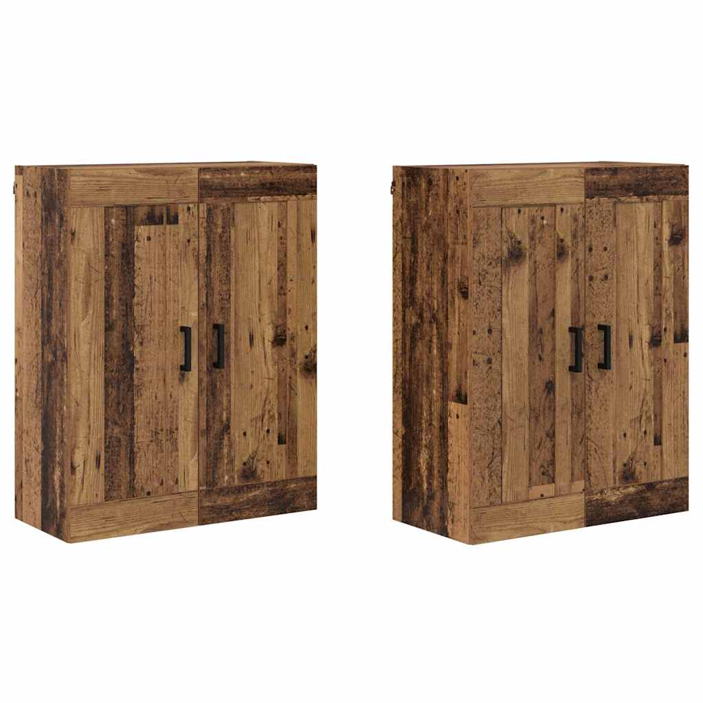 Væghængt skab Vægmonteret 2 pcs Gammelt træ 69,5 x 34 x 90 cm