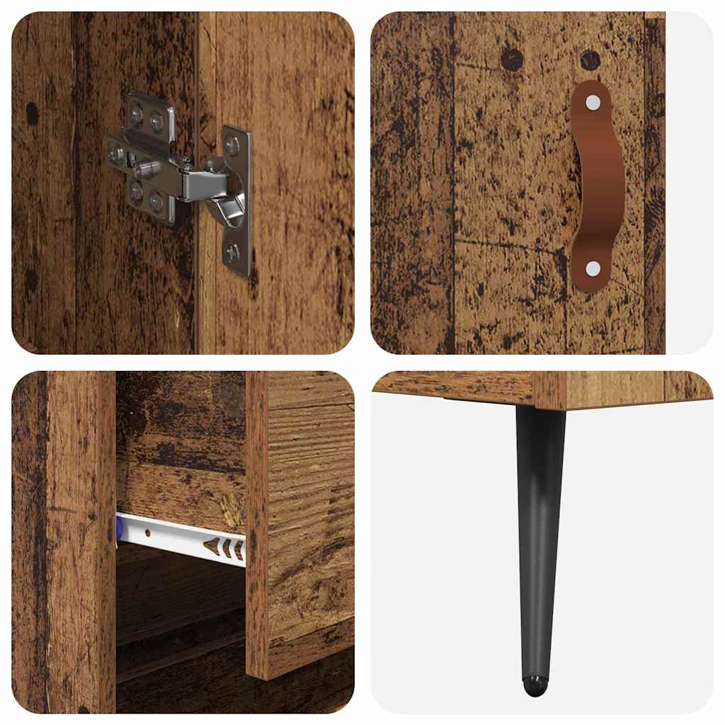 Højskab med hylde med skuffe 2 pcs Gammelt træ Konstrueret træ