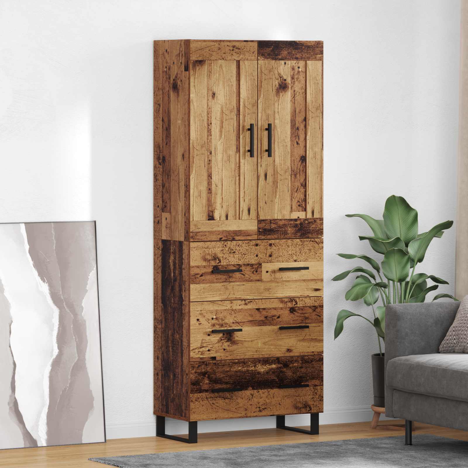 Highboard Gammelt træ 69,5 x 34 x 180 cm Konstrueret træ