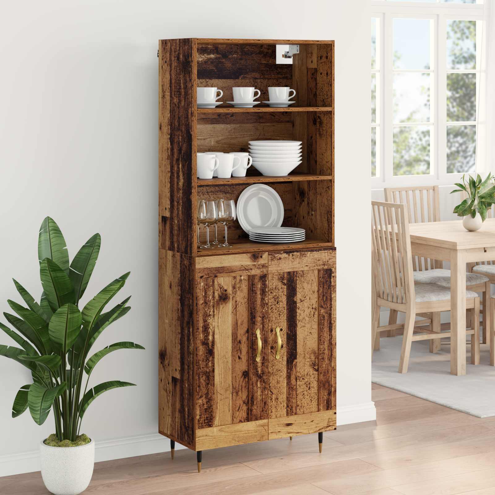 Highboard Gammelt træ 69,5 x 34 x 180 cm Konstrueret træ
