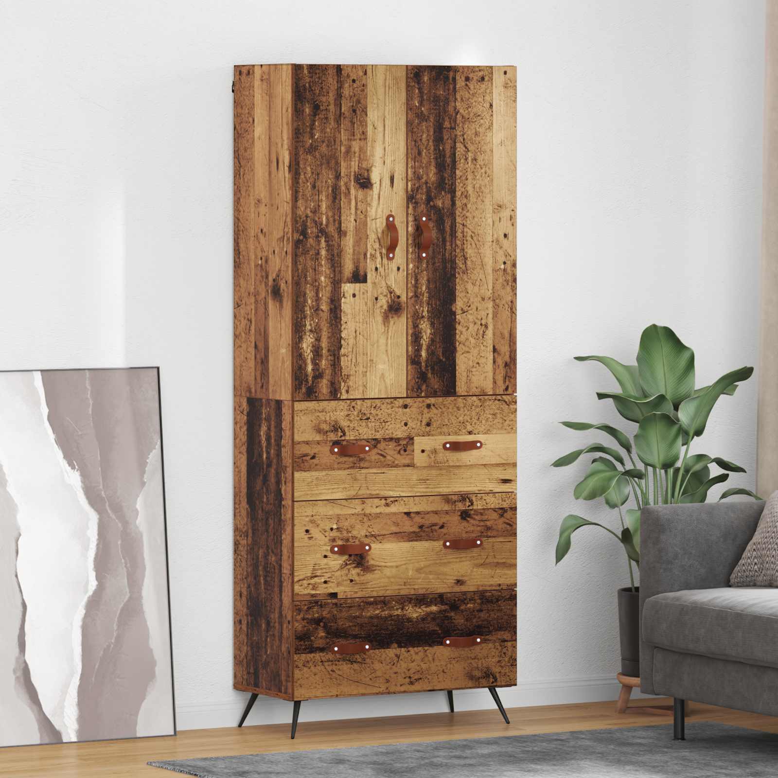 Highboard Gammelt træ 69,5 x 34 x 180 cm Konstrueret træ