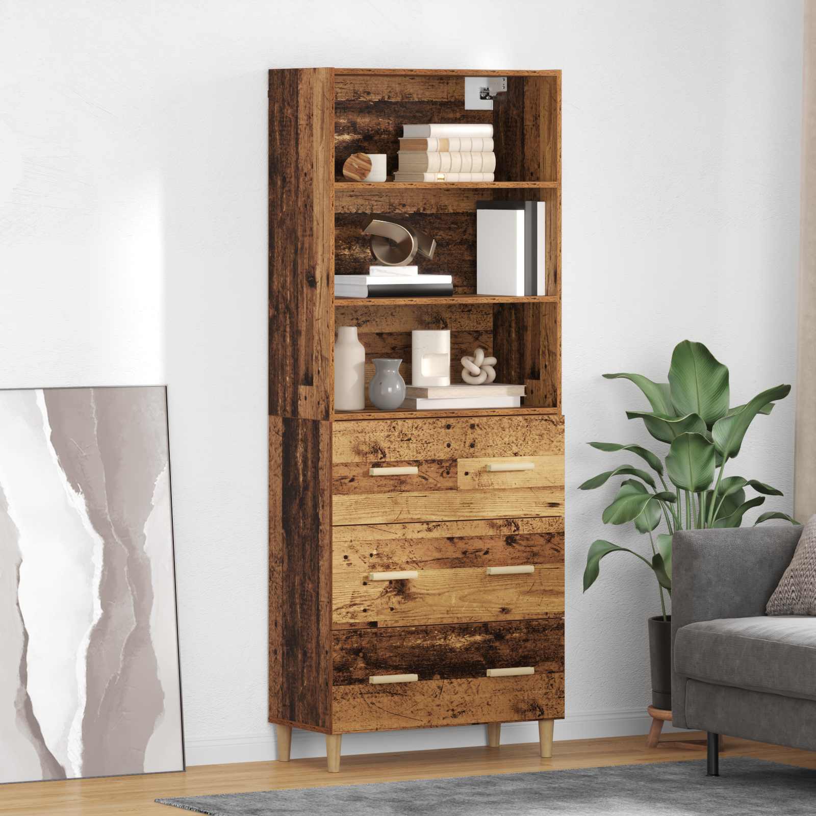 Highboard Gammelt træ 69,5 x 32,5 x 180 cm Konstrueret træ