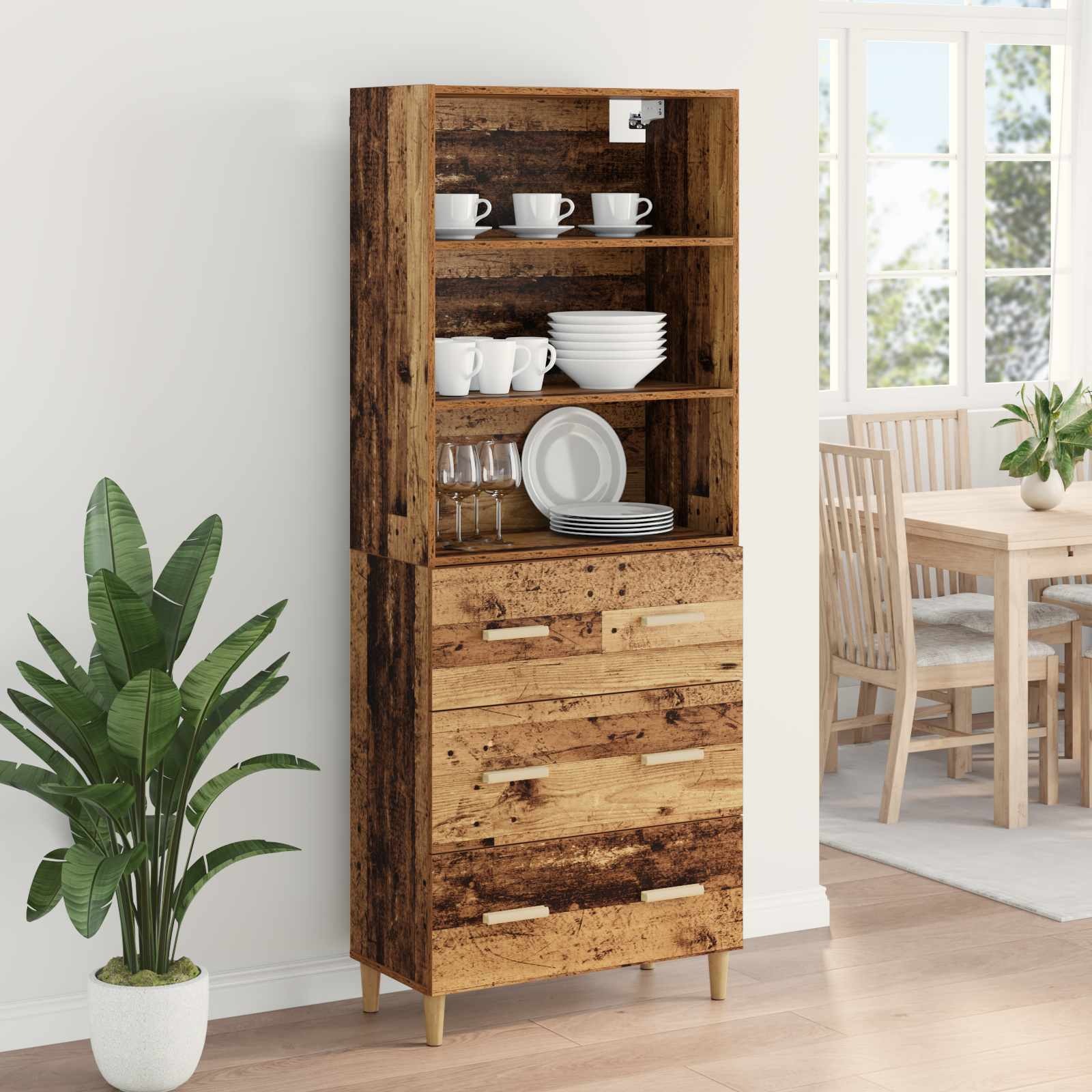 Highboard Gammelt træ 69,5 x 32,5 x 180 cm Konstrueret træ