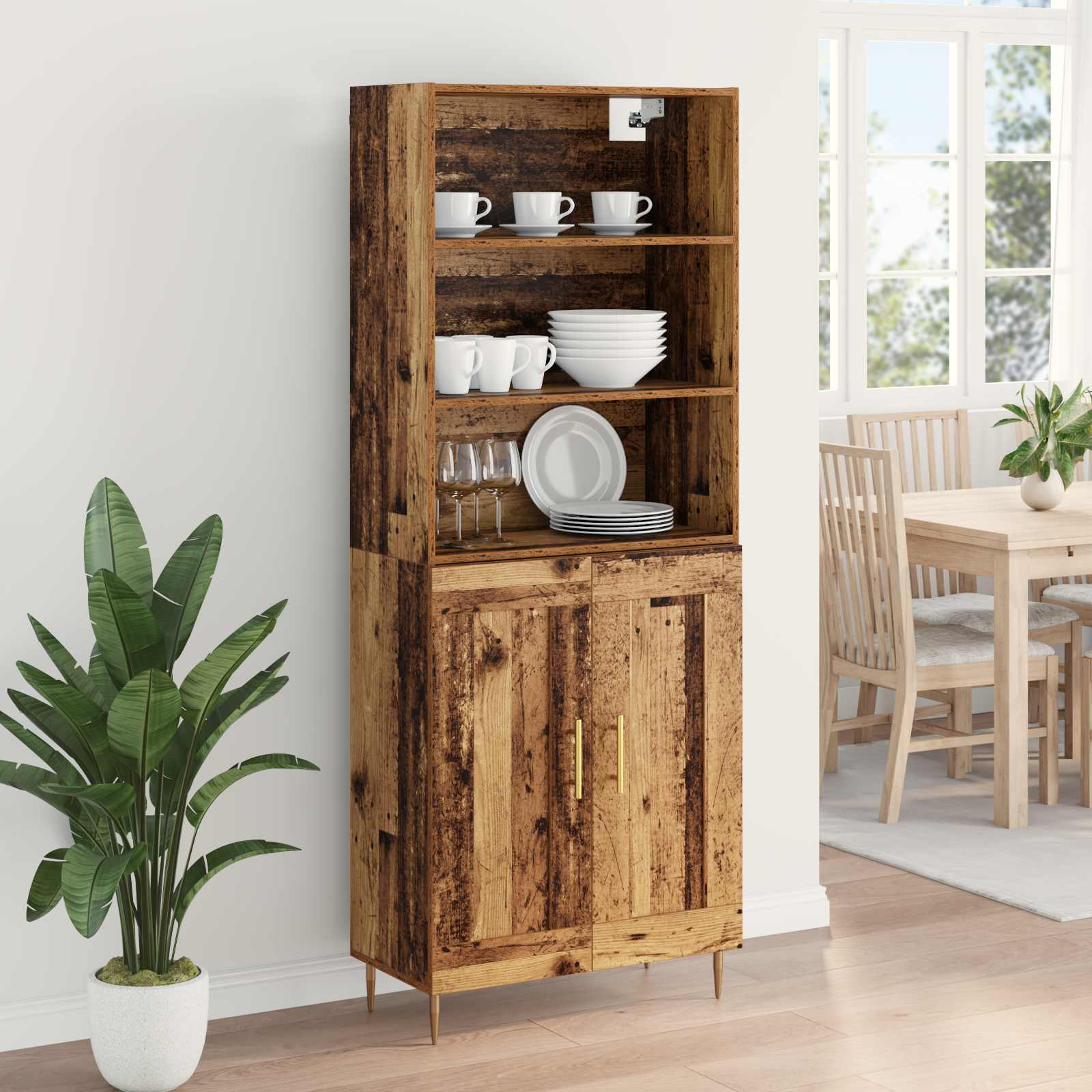 Highboard Gammelt træ 69,5 x 34 x 180 cm Konstrueret træ