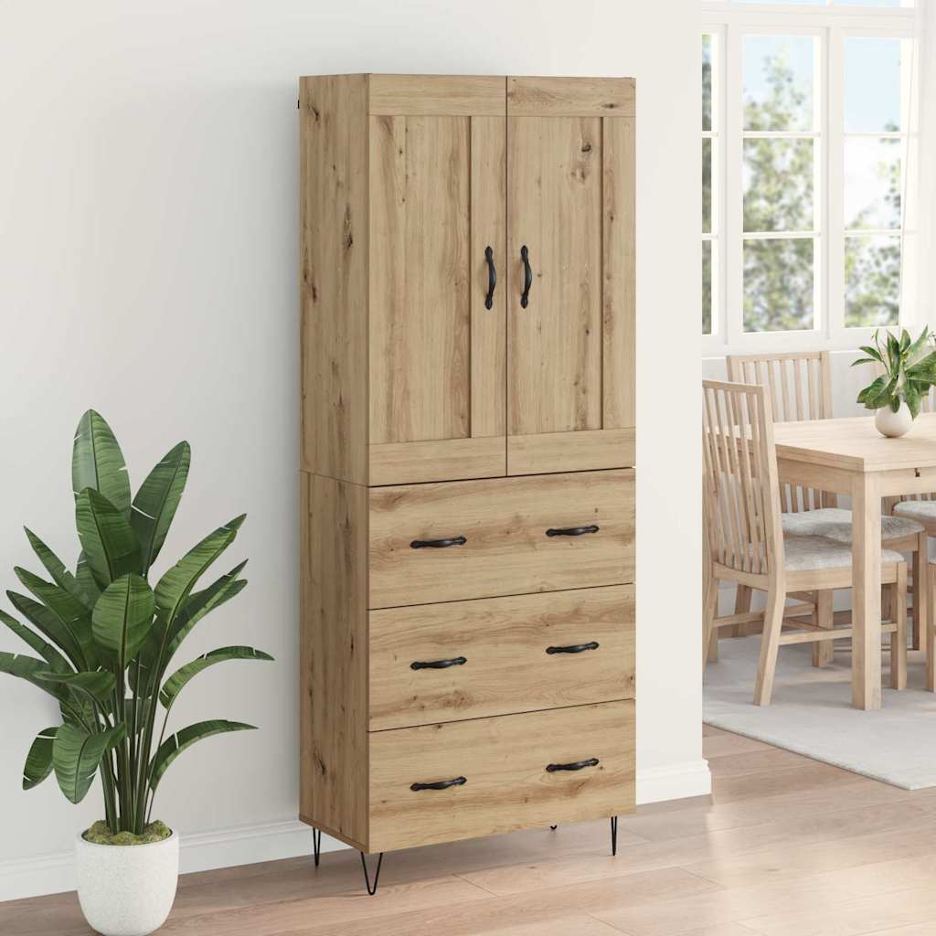 Highboard Artisan Egetræ 69,5 x 34 x 180 cm Konstrueret træ