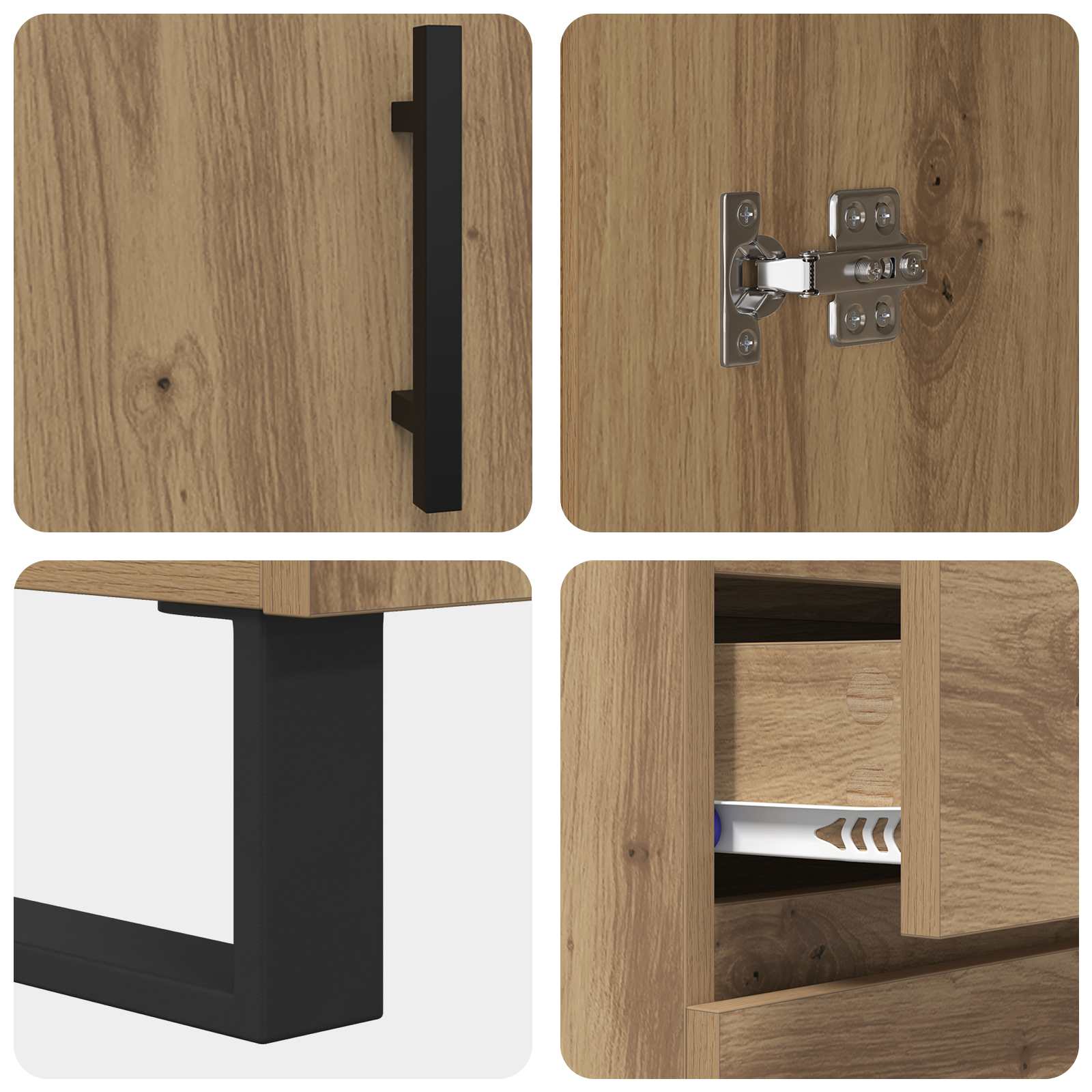 Highboard Artisan Egetræ 69,5 x 34 x 180 cm Konstrueret træ