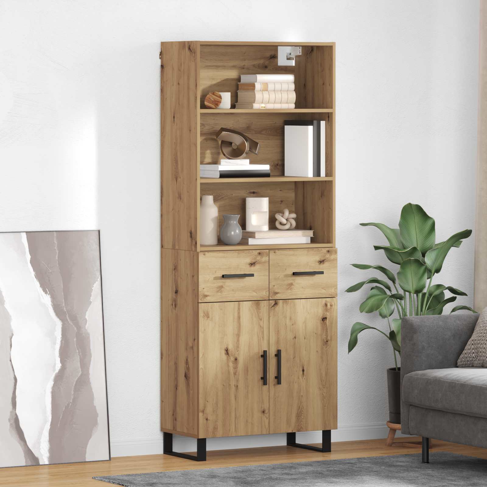 Highboard Artisan Egetræ 69,5 x 34 x 180 cm Konstrueret træ