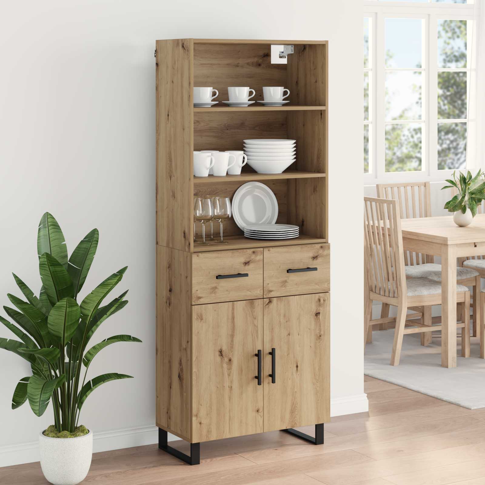 Highboard Artisan Egetræ 69,5 x 34 x 180 cm Konstrueret træ