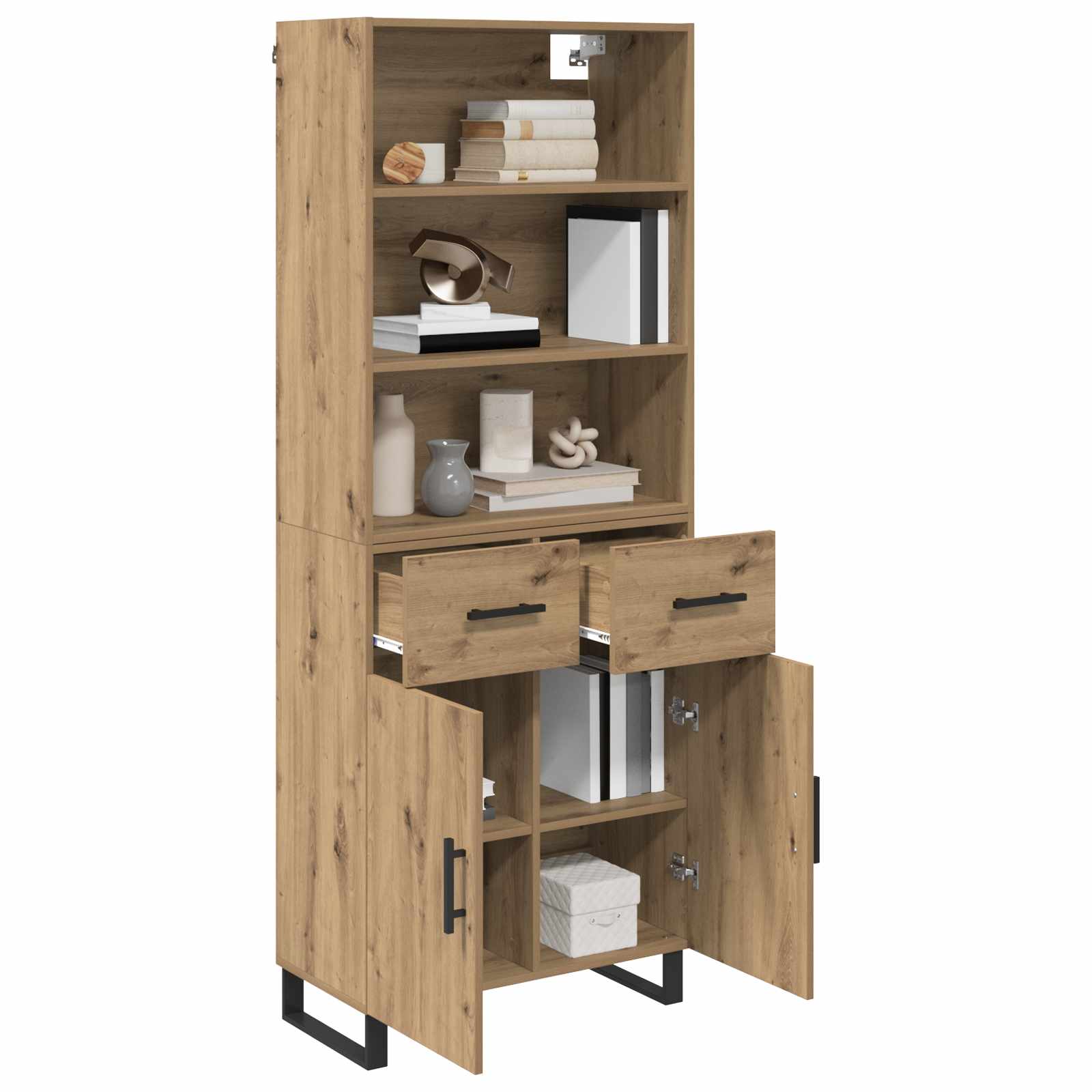 Highboard Artisan Egetræ 69,5 x 34 x 180 cm Konstrueret træ