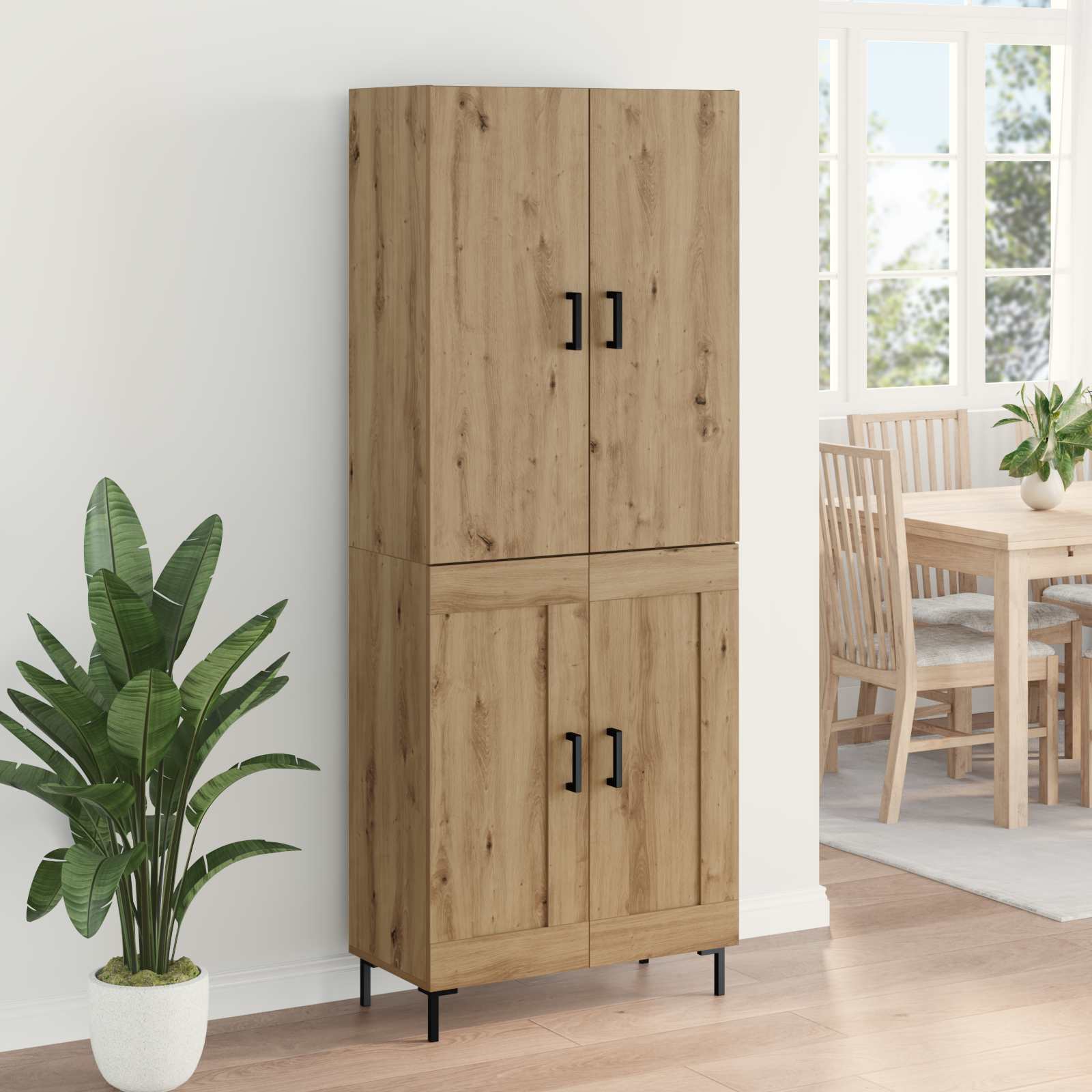 Highboard Artisan Egetræ 69,5 x 34 x 180 cm Konstrueret træ