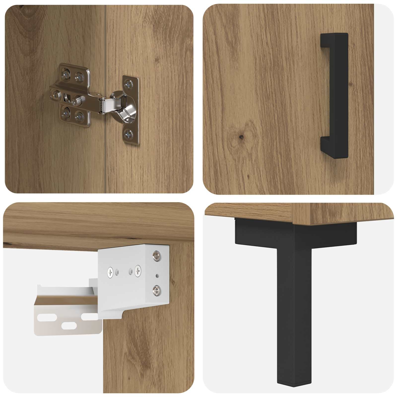 Highboard Artisan Egetræ 69,5 x 34 x 180 cm Konstrueret træ