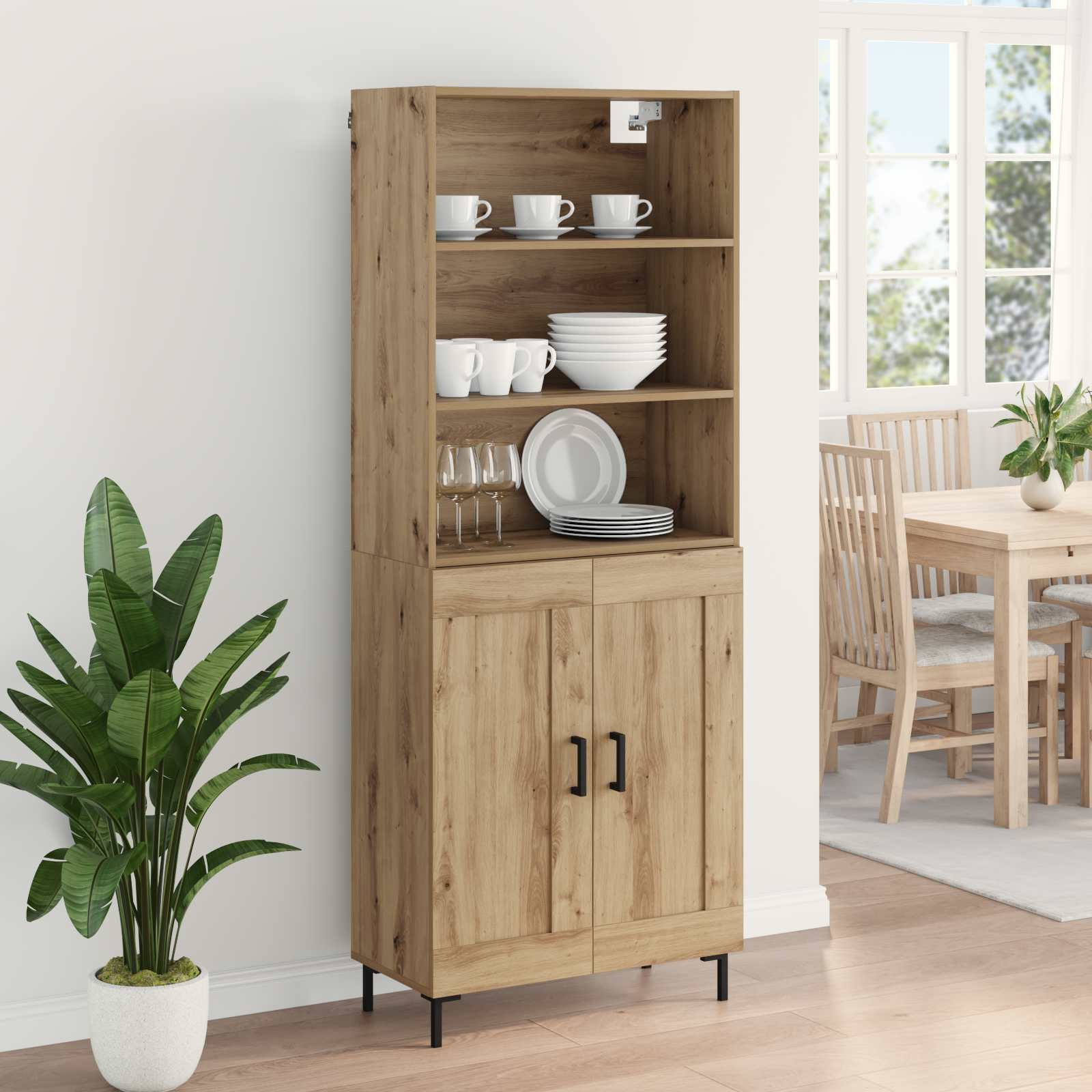 Highboard Artisan Egetræ 69,5 x 34 x 180 cm Konstrueret træ