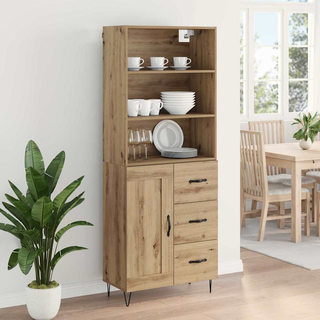 Highboard Artisan Egetræ 69,5 x 34 x 180 cm Konstrueret træ
