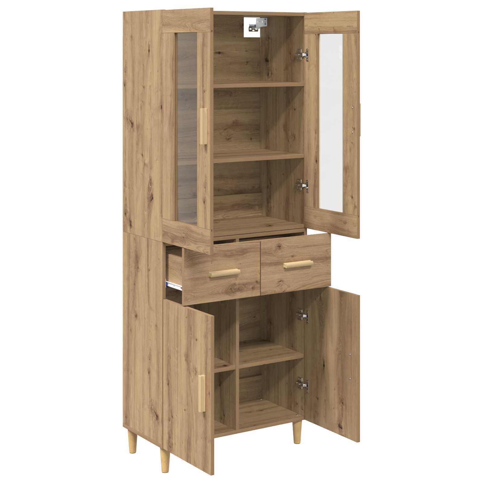 Highboard Artisan Egetræ 69,5 x 34 x 180 cm Konstrueret træ