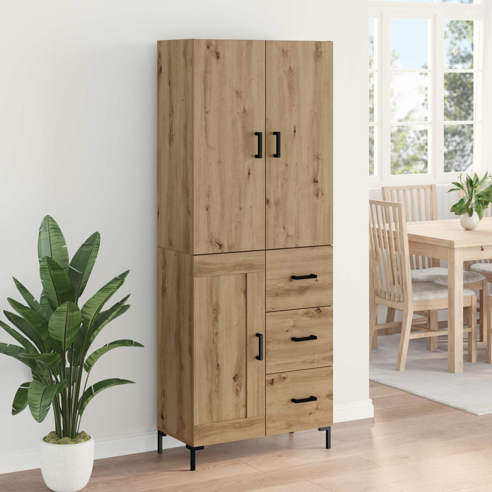 Highboard Artisan Egetræ 69,5 x 34 x 180 cm Konstrueret træ