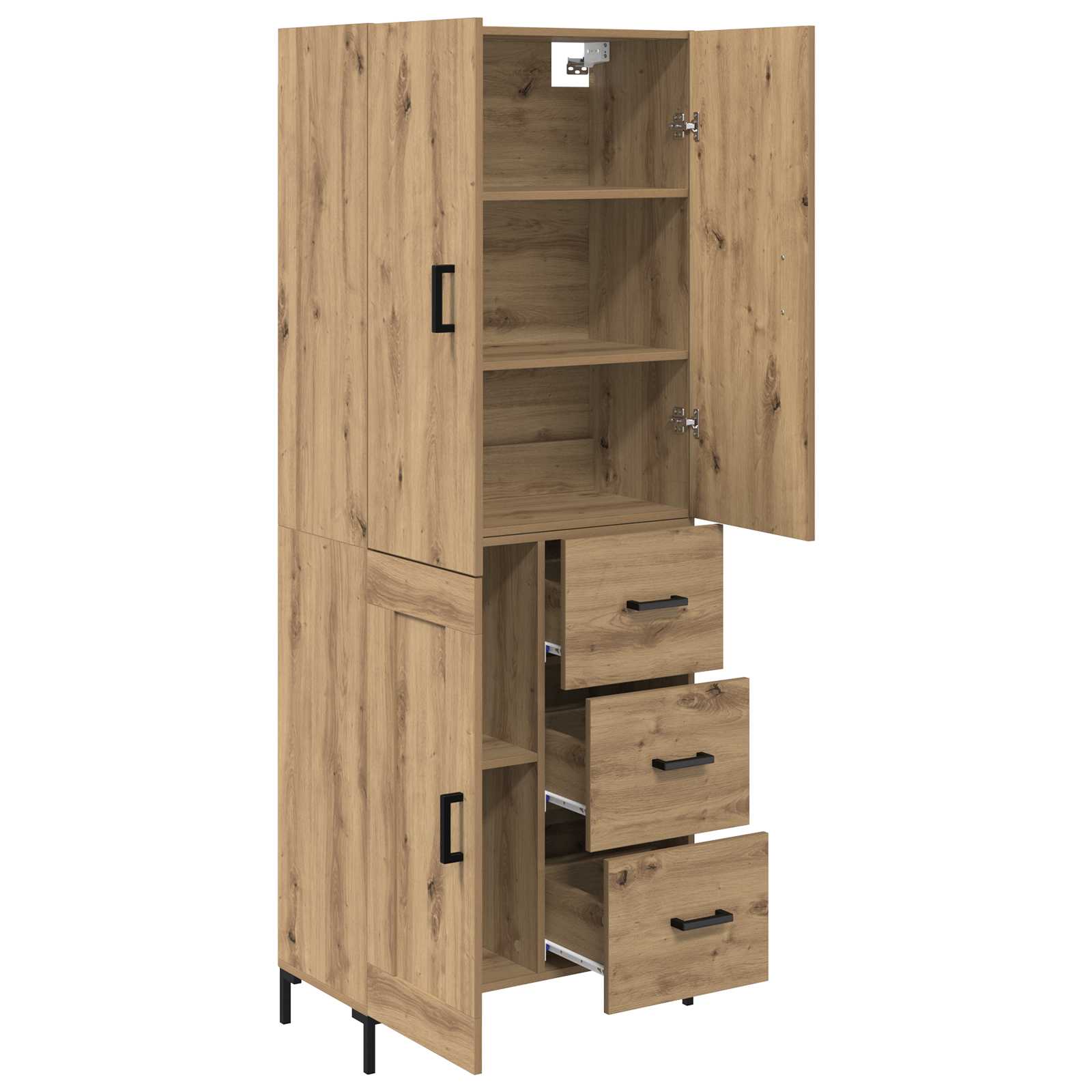 Highboard Artisan Egetræ 69,5 x 34 x 180 cm Konstrueret træ