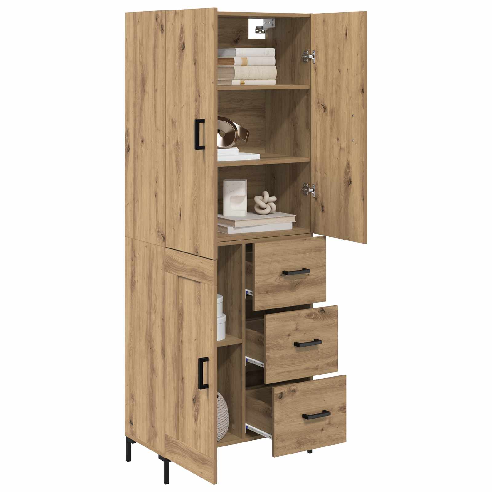Highboard Artisan Egetræ 69,5 x 34 x 180 cm Konstrueret træ