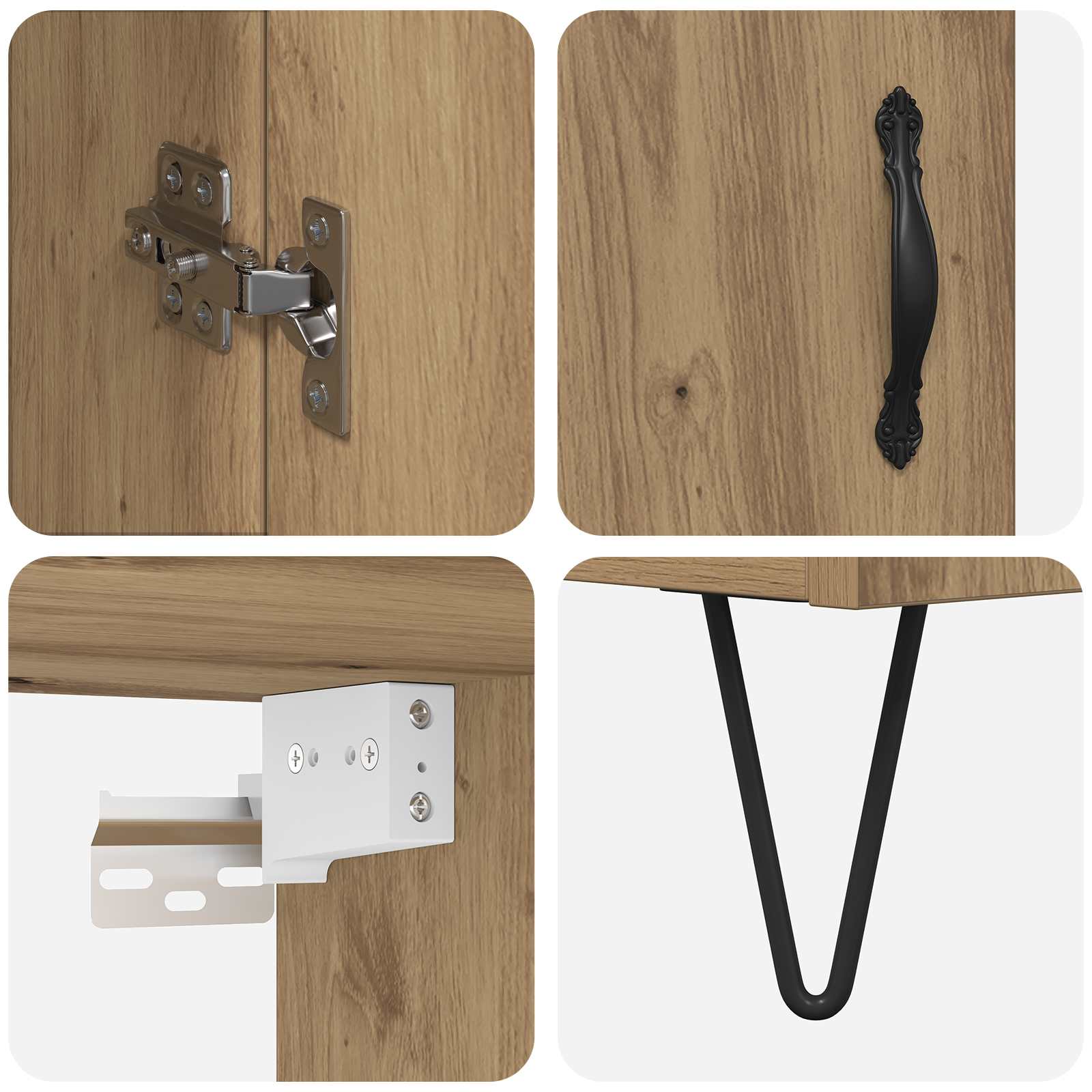 Highboard Artisan Egetræ 69,5 x 34 x 180 cm Konstrueret træ