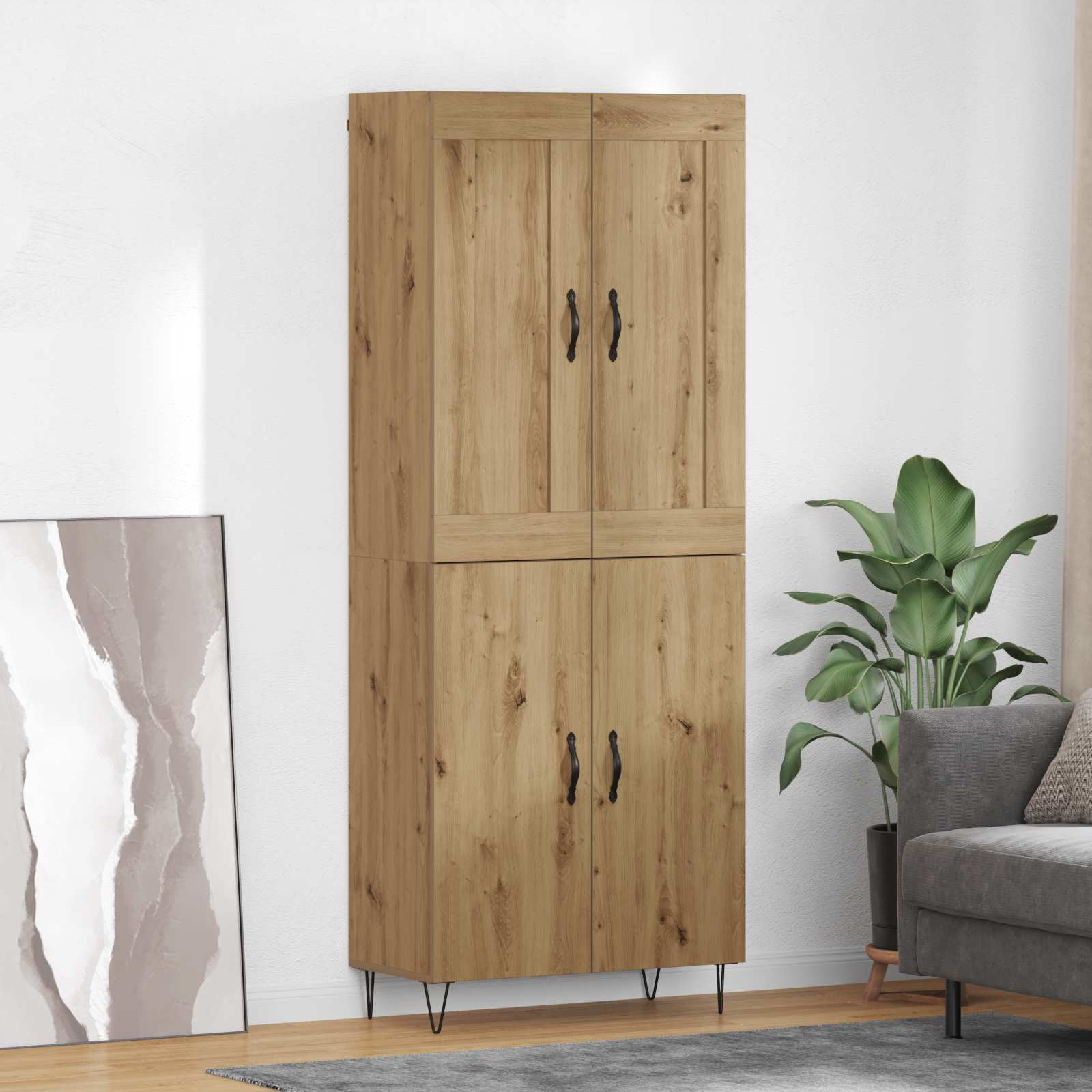 Highboard Artisan Egetræ 69,5 x 34 x 180 cm Konstrueret træ