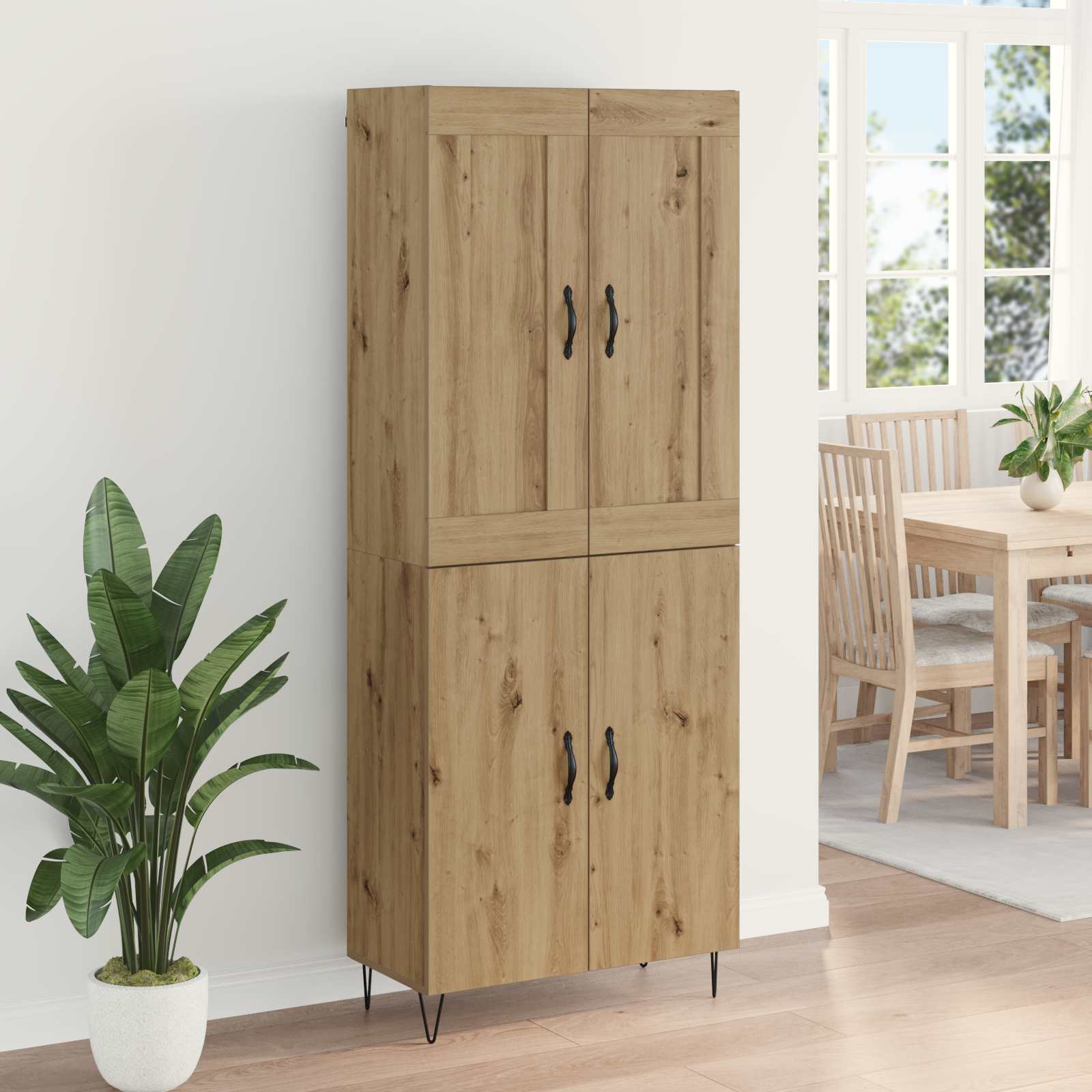 Highboard Artisan Egetræ 69,5 x 34 x 180 cm Konstrueret træ