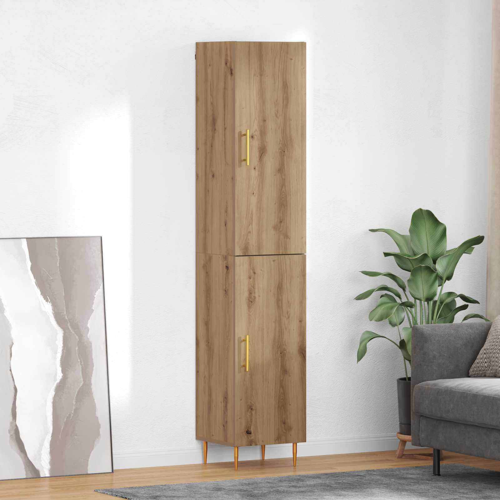 Highboard 2 pcs Artisan Egetræ Konstrueret træ