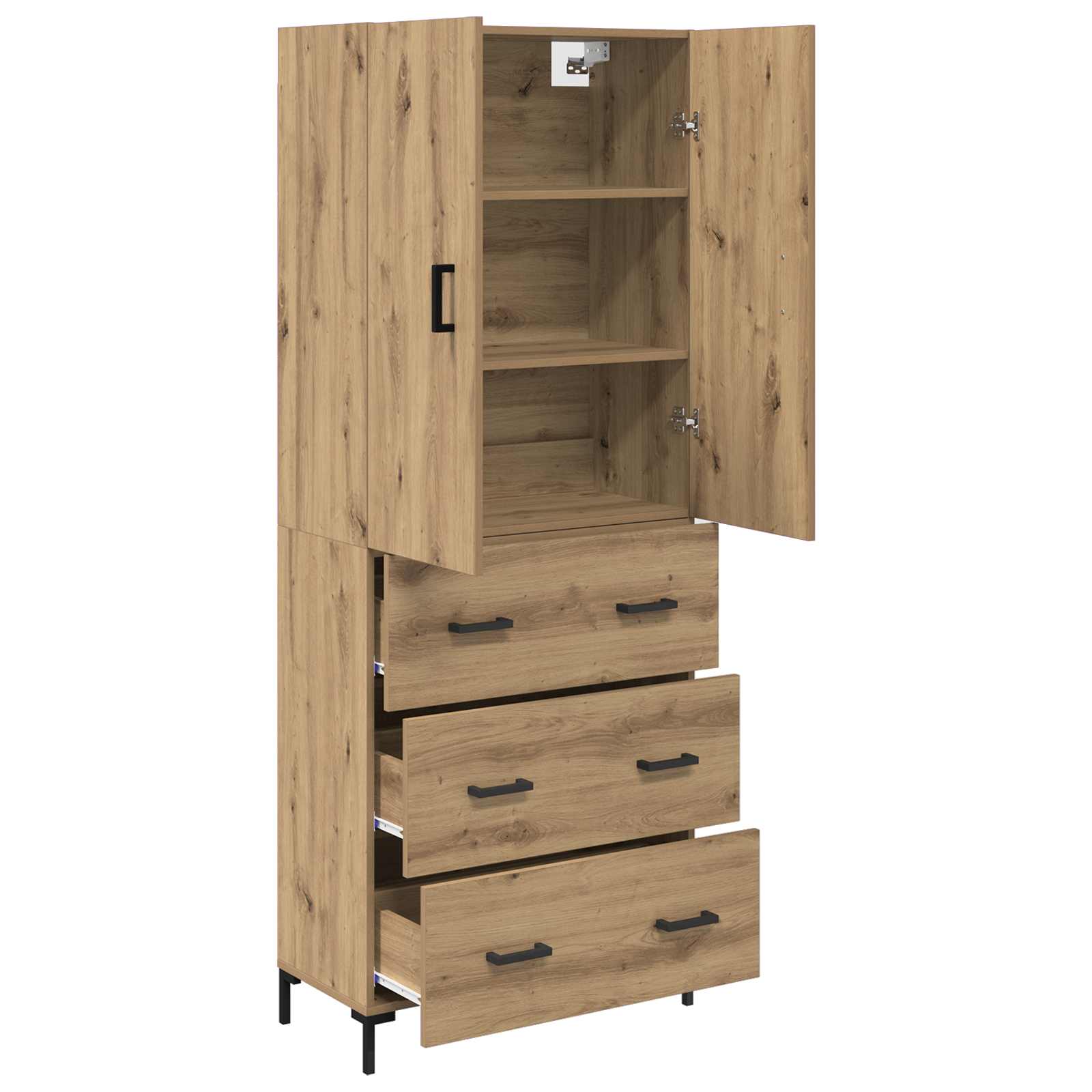 Highboard Artisan Egetræ 69,5 x 34 x 180 cm Konstrueret træ