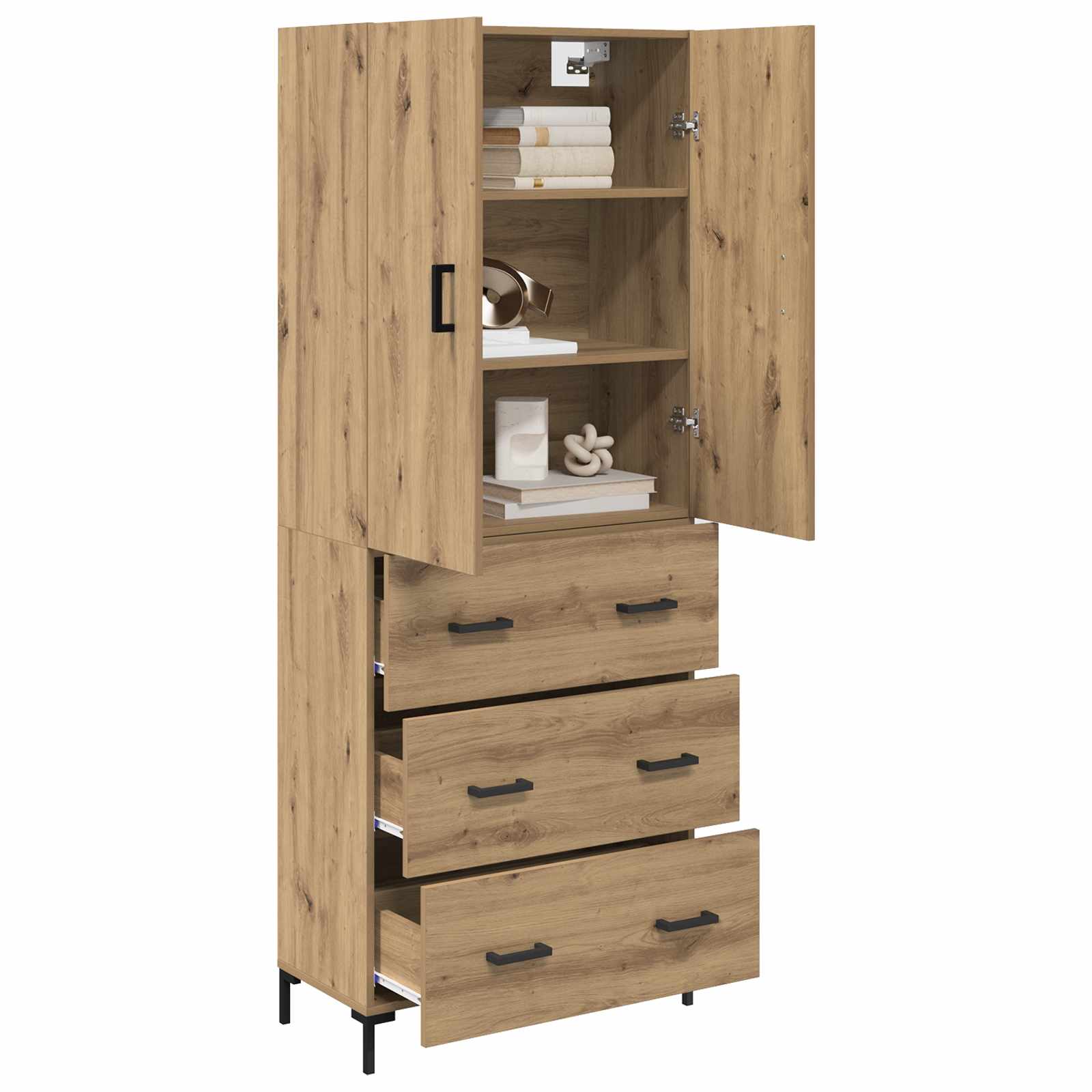 Highboard Artisan Egetræ 69,5 x 34 x 180 cm Konstrueret træ