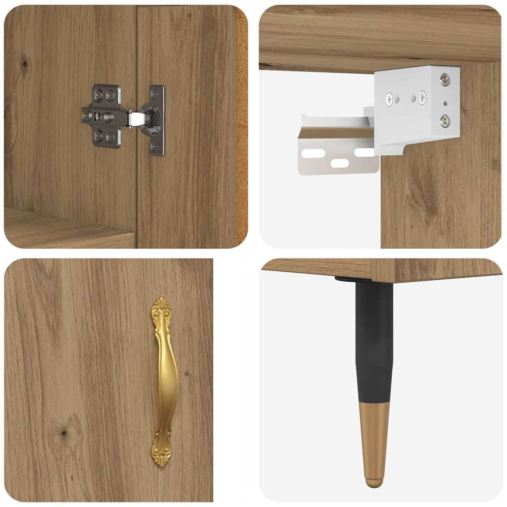 Highboard Artisan Egetræ 69,5 x 34 x 180 cm Konstrueret træ