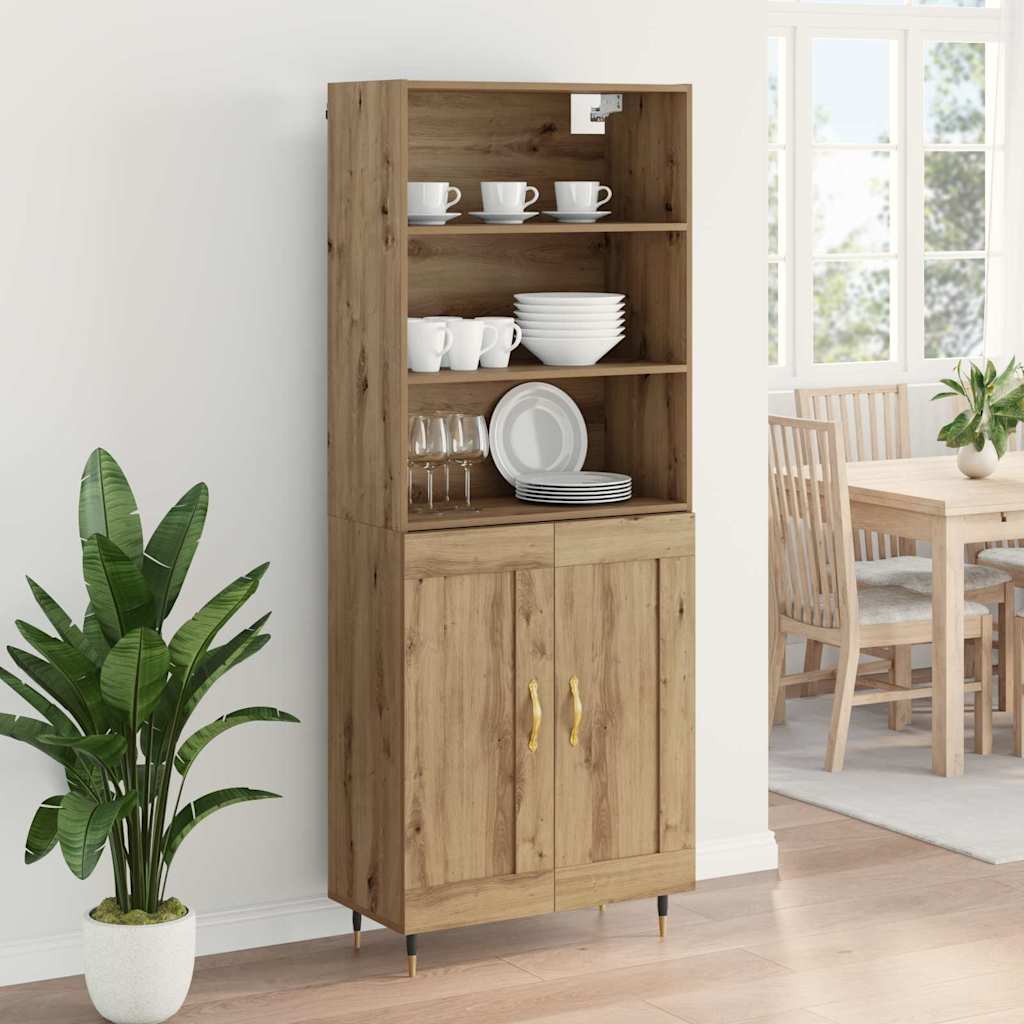 Highboard Artisan Egetræ 69,5 x 34 x 180 cm Konstrueret træ