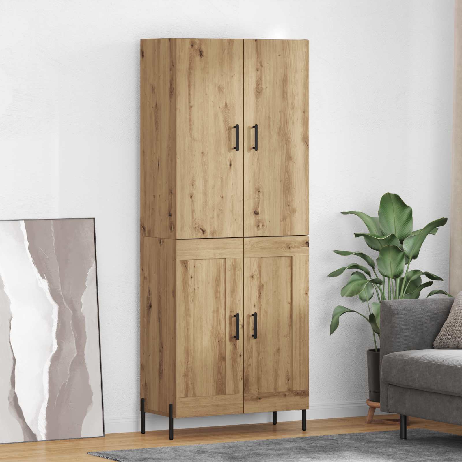 Highboard Artisan Egetræ 69,5 x 34 x 180 cm Konstrueret træ