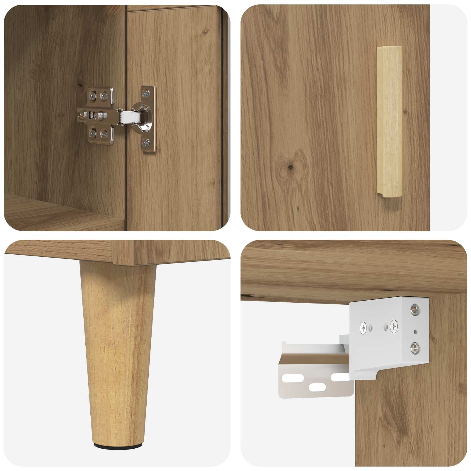 Highboard Artisan Egetræ 69,5 x 34 x 180 cm Konstrueret træ