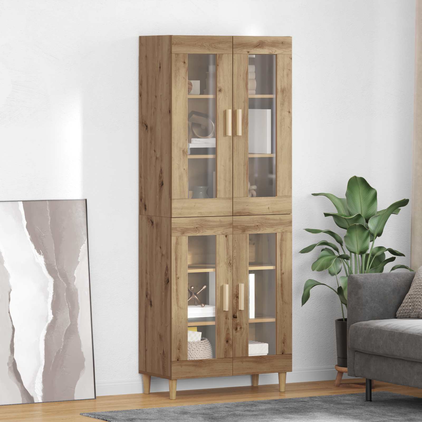 Highboard Artisan Egetræ 69,5 x 34 x 180 cm Konstrueret træ