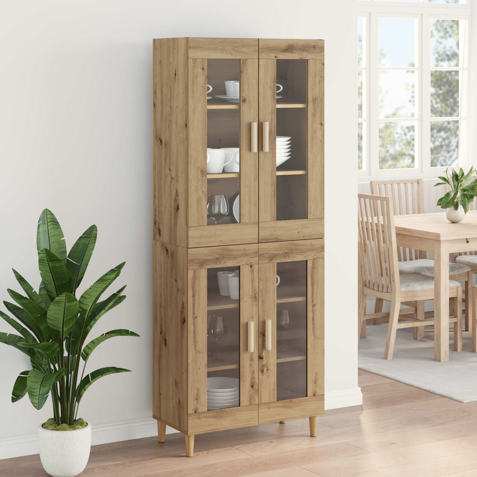Highboard Artisan Egetræ 69,5 x 34 x 180 cm Konstrueret træ