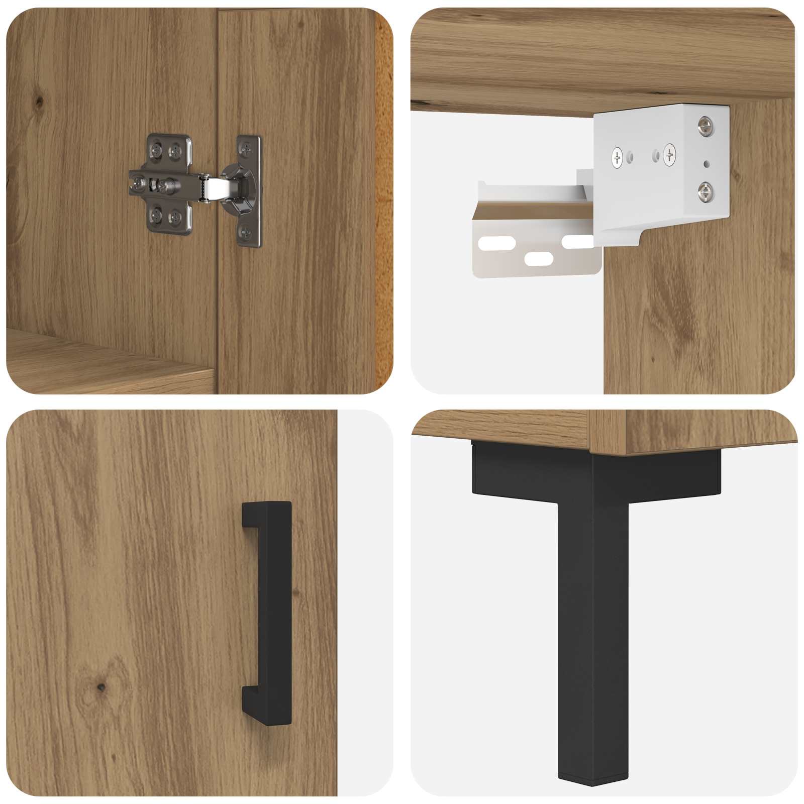 Highboard Artisan Egetræ 69,5 x 34 x 180 cm Konstrueret træ