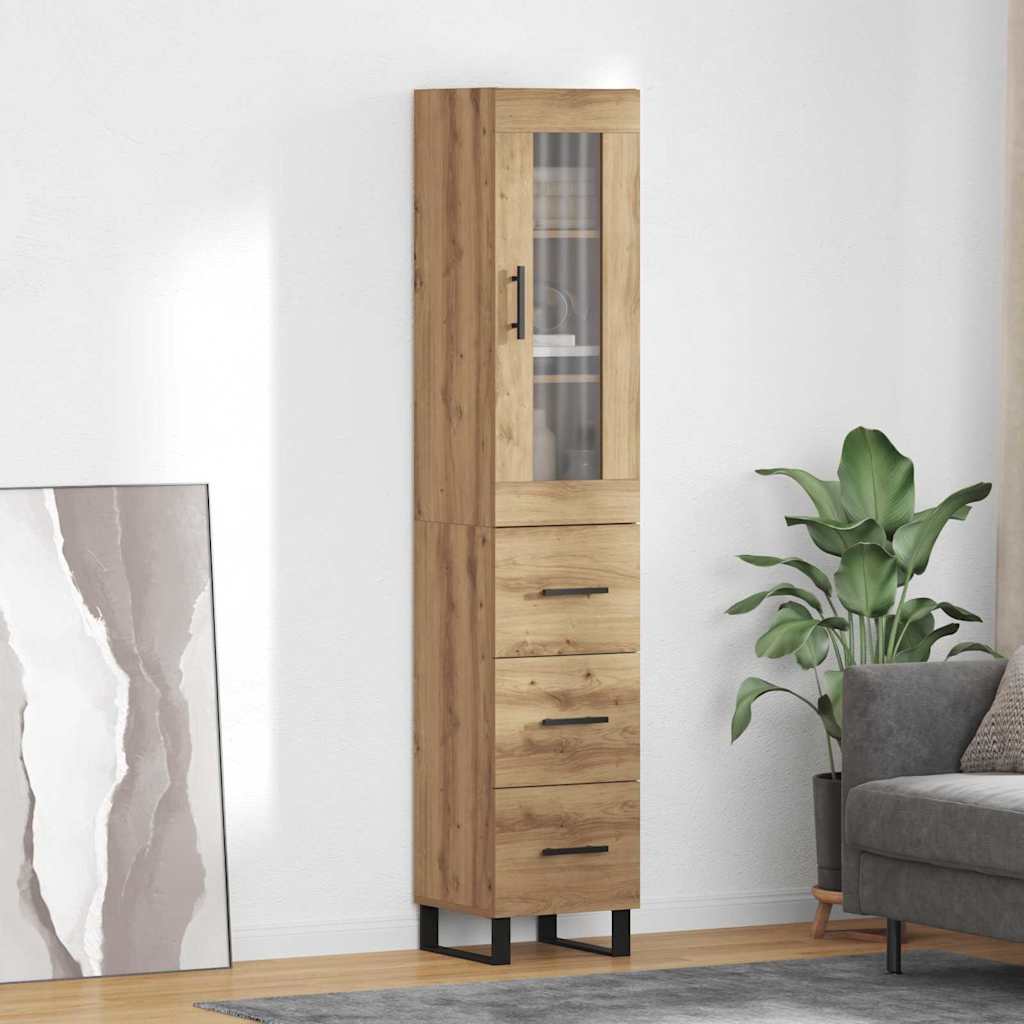 Highboard Artisan Egetræ 69,5 x 34 x 180 cm Konstrueret træ