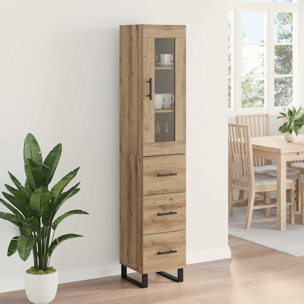 Highboard Artisan Egetræ 69,5 x 34 x 180 cm Konstrueret træ