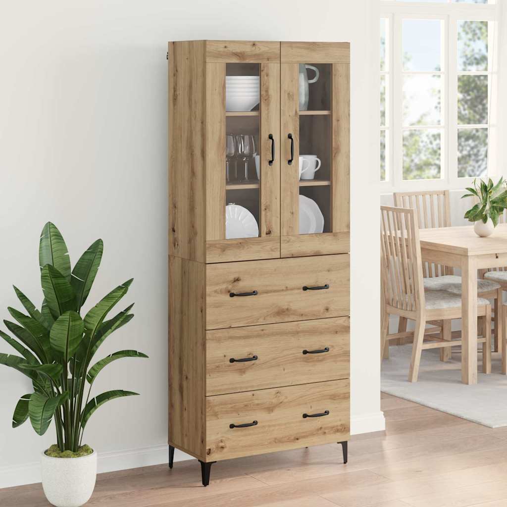 Highboard Artisan Egetræ 69,5 x 34 x 180 cm Konstrueret træ