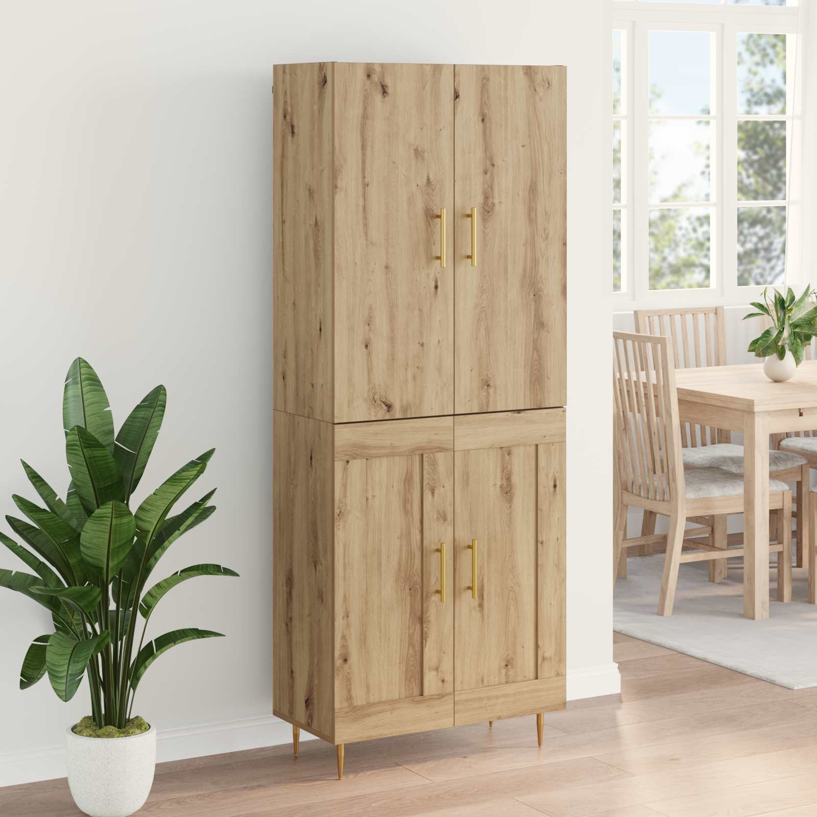 Highboard Artisan Egetræ 69,5 x 34 x 180 cm Konstrueret træ