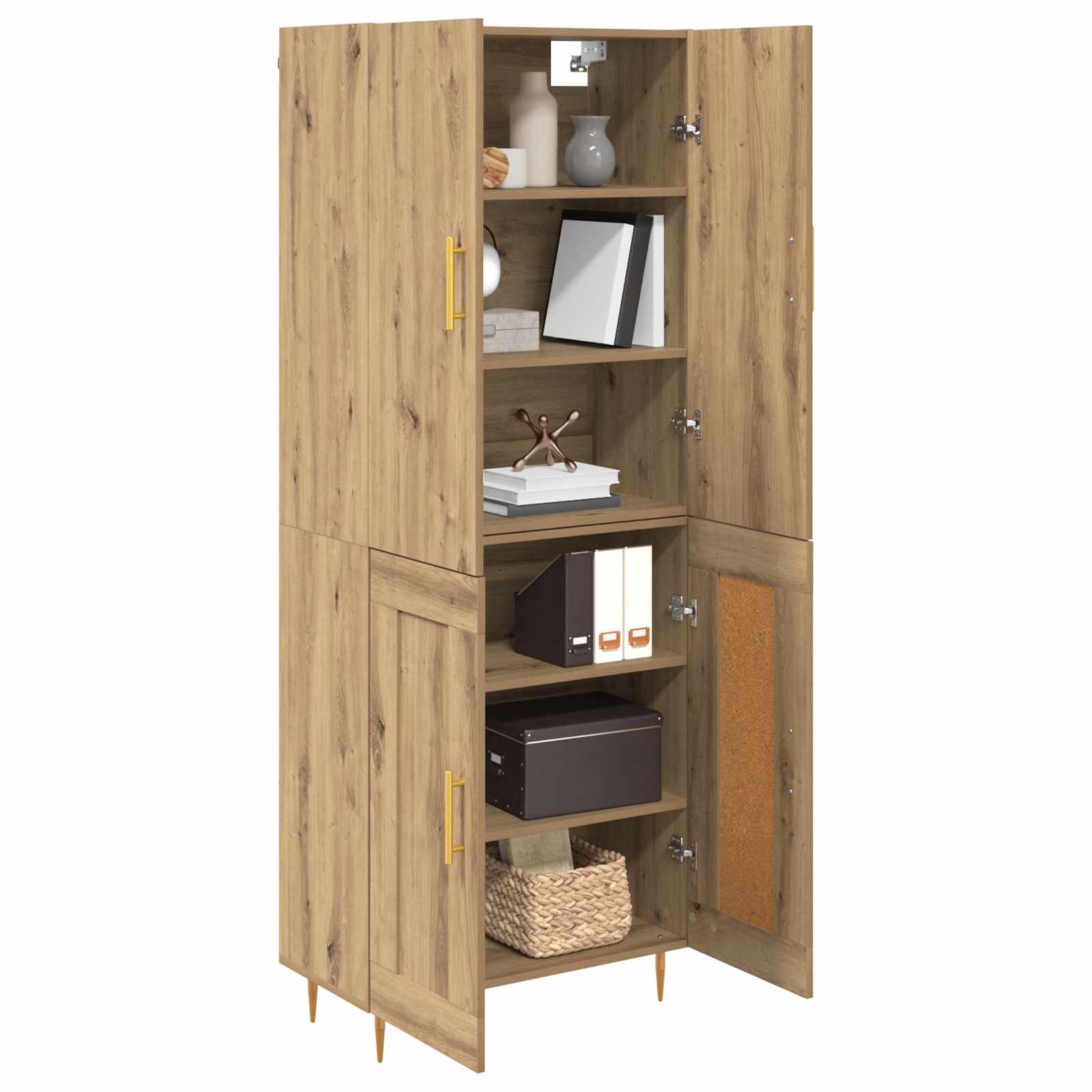 Highboard Artisan Egetræ 69,5 x 34 x 180 cm Konstrueret træ
