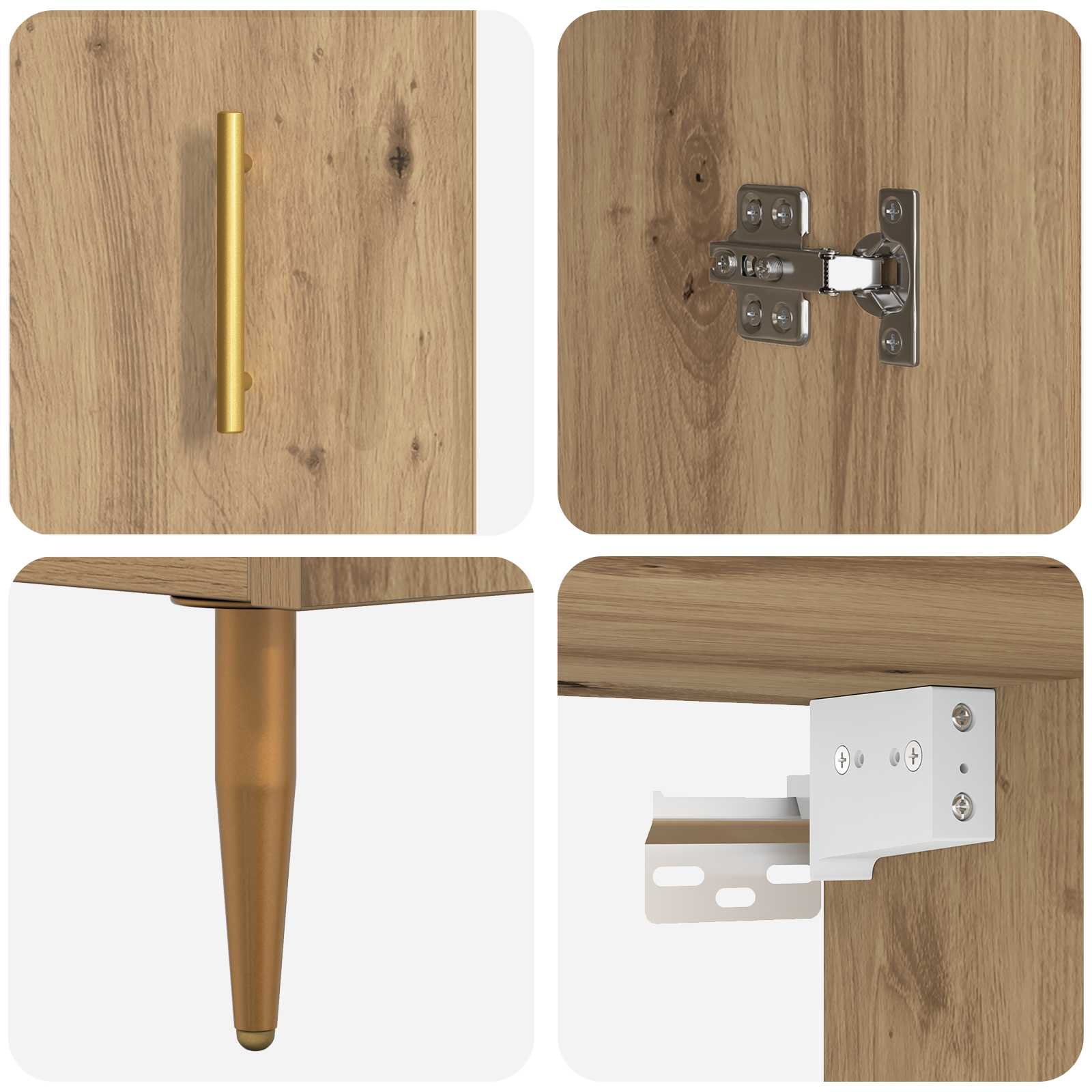 Highboard Artisan Egetræ 69,5 x 34 x 180 cm Konstrueret træ